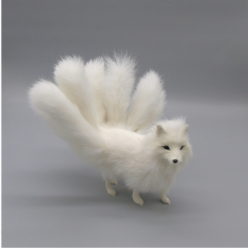 森系摄影道具仿真狐狸cos九尾狐白狐黄狐红狐黑狐家居摆件狐妖狐