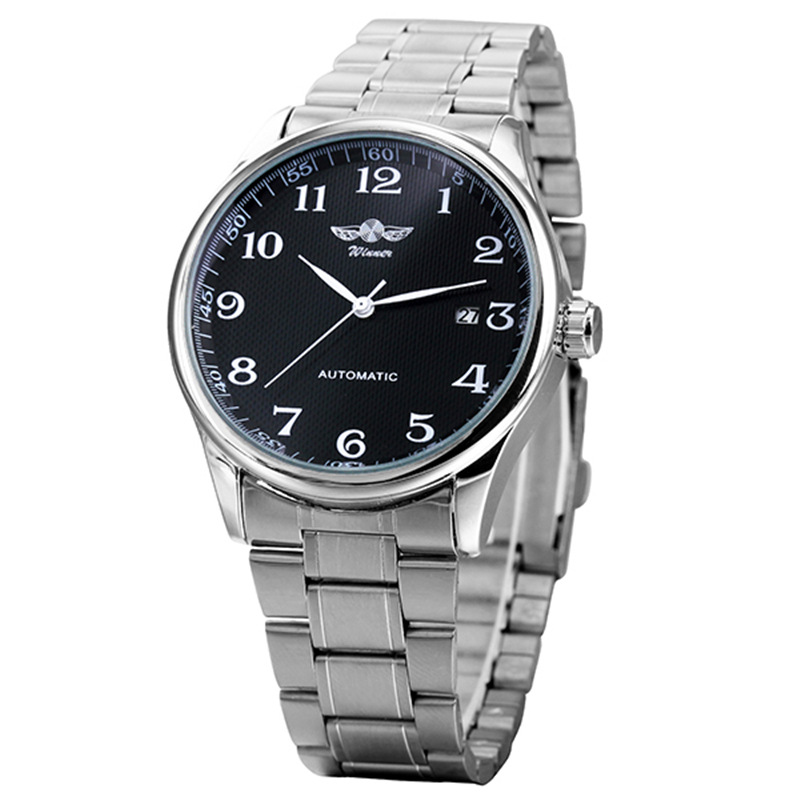 胜利者 winner 瑞士男士时尚休闲 简约薄款 钢带自动机械手表批发