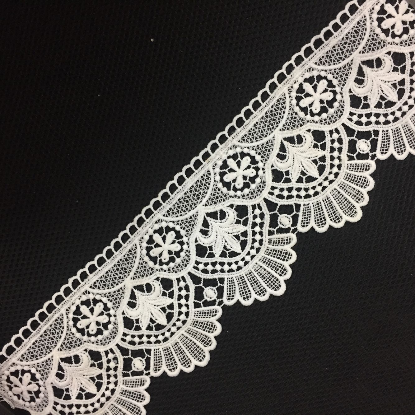 水溶花边 牛奶丝绣花条码 袖口门襟服装辅料 广州花边 厂家直销