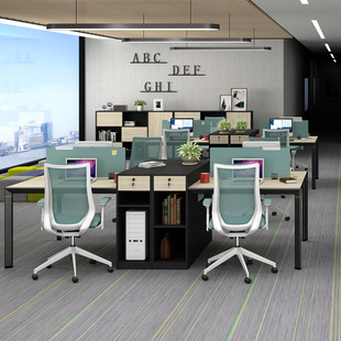 职员办公桌简约六人桌子四现代位电脑桌办公室家具组合屏风工作位
