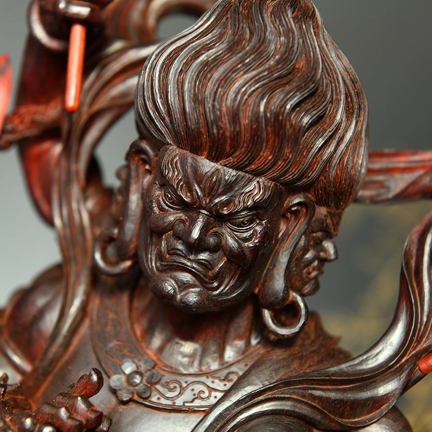 印度小叶紫檀八臂金刚摆件高油高密老料名家手工清刀款木质工艺品