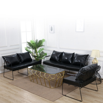 北欧铁艺成套懒人沙发 书房洽谈室沙发椅 家用客厅休闲可拆洗沙发