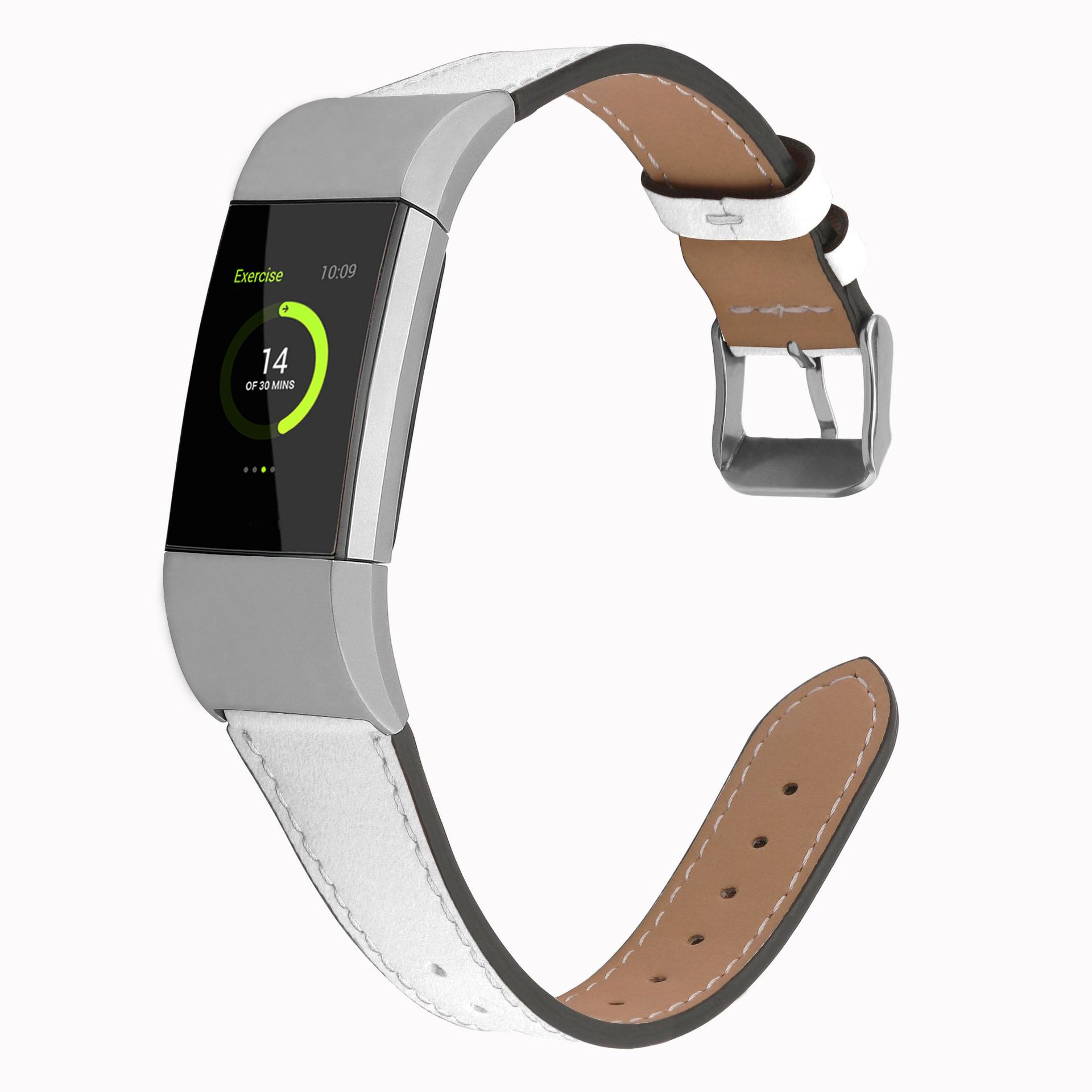 适用于fitbit charge2智能手环腕带 charge2真皮表带车线尖尾皮带