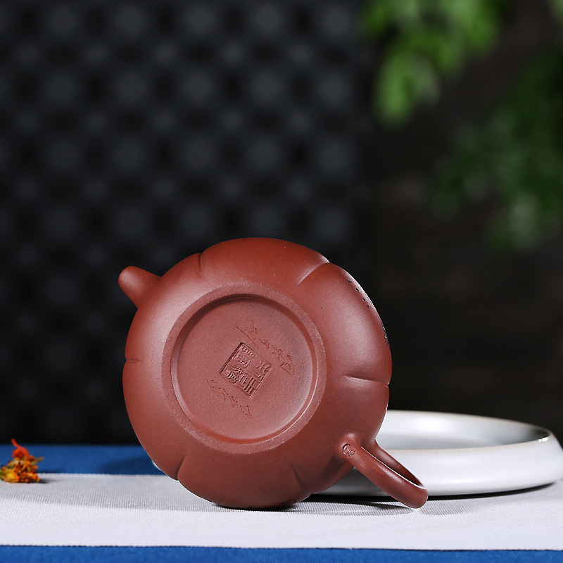 宜兴名家周婷半全手工紫砂壶茶壶具手制礼品直销 原矿紫泥南瓜壶