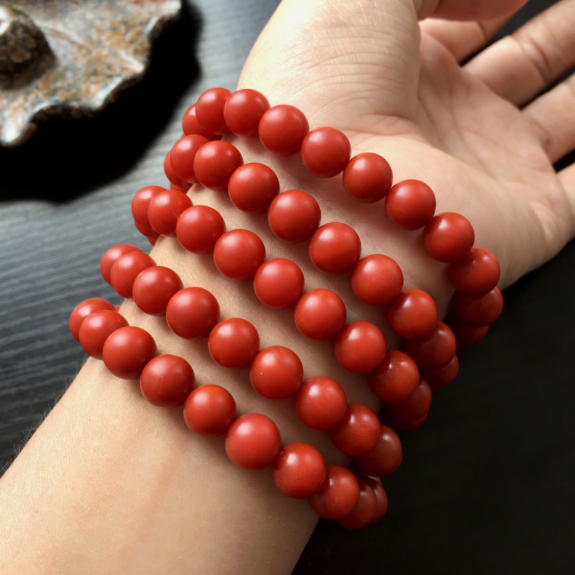 保山南红108佛珠 柿子红满色满肉南红玛瑙 天然保山南红手串佛珠
