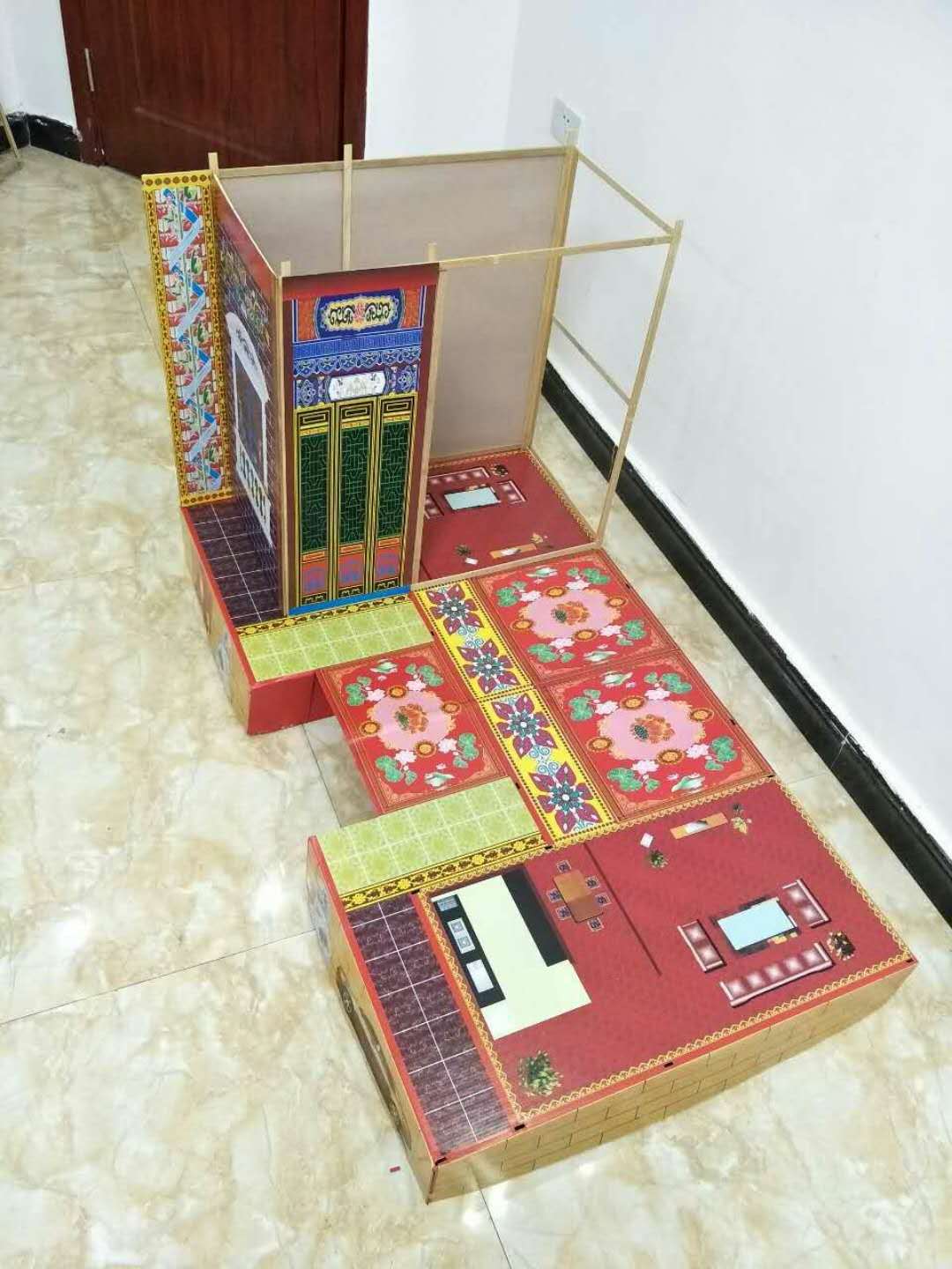 批发殡葬用品纸扎别墅祭祀纸房子纸冥房折叠竹架灵屋竹片楼房