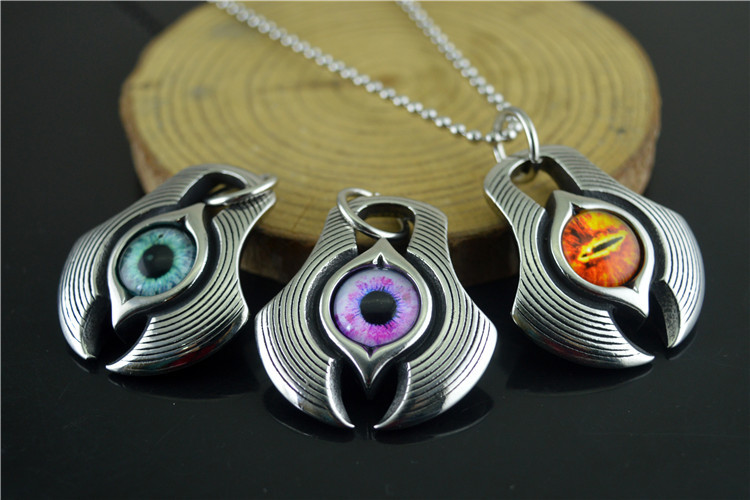 外贸热销挂饰品欧美个性潮恶魔之眼钛钢魔瞳吊坠项链可刻字stn784