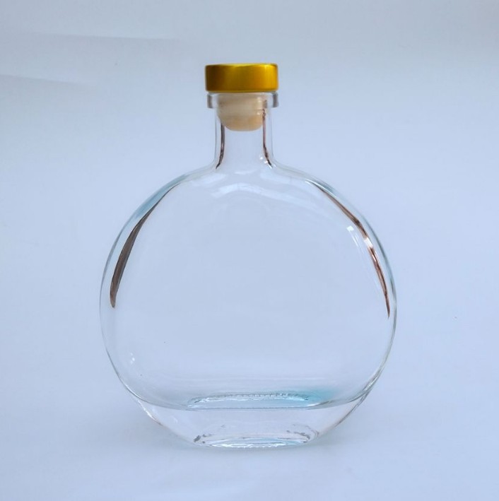 厂家现货直销250ml透明扁瓶玻璃瓶蓝莓果酒瓶饮料瓶晶白料洋酒瓶