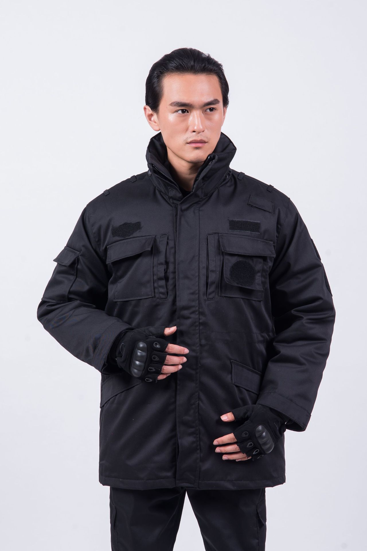 厂批发特勤大衣黑色保安作训棉衣防寒棉服特战特训大衣冬季工作男