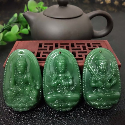 绿色黑曜石吊坠本命佛八大守护神吊坠配件十二生肖项链厂家直销