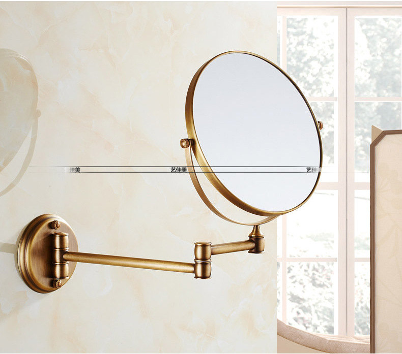 免打孔挂壁式浴室化妆镜全铜8寸双面镜宾馆 酒店美容放大镜美容镜