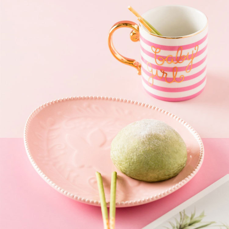 Macaron Pink Green Rabbit Breakfast Plate Dessert Plate Wedding Swing Plate Western Cuisine Plate Sweet Mug Couple Water Cup