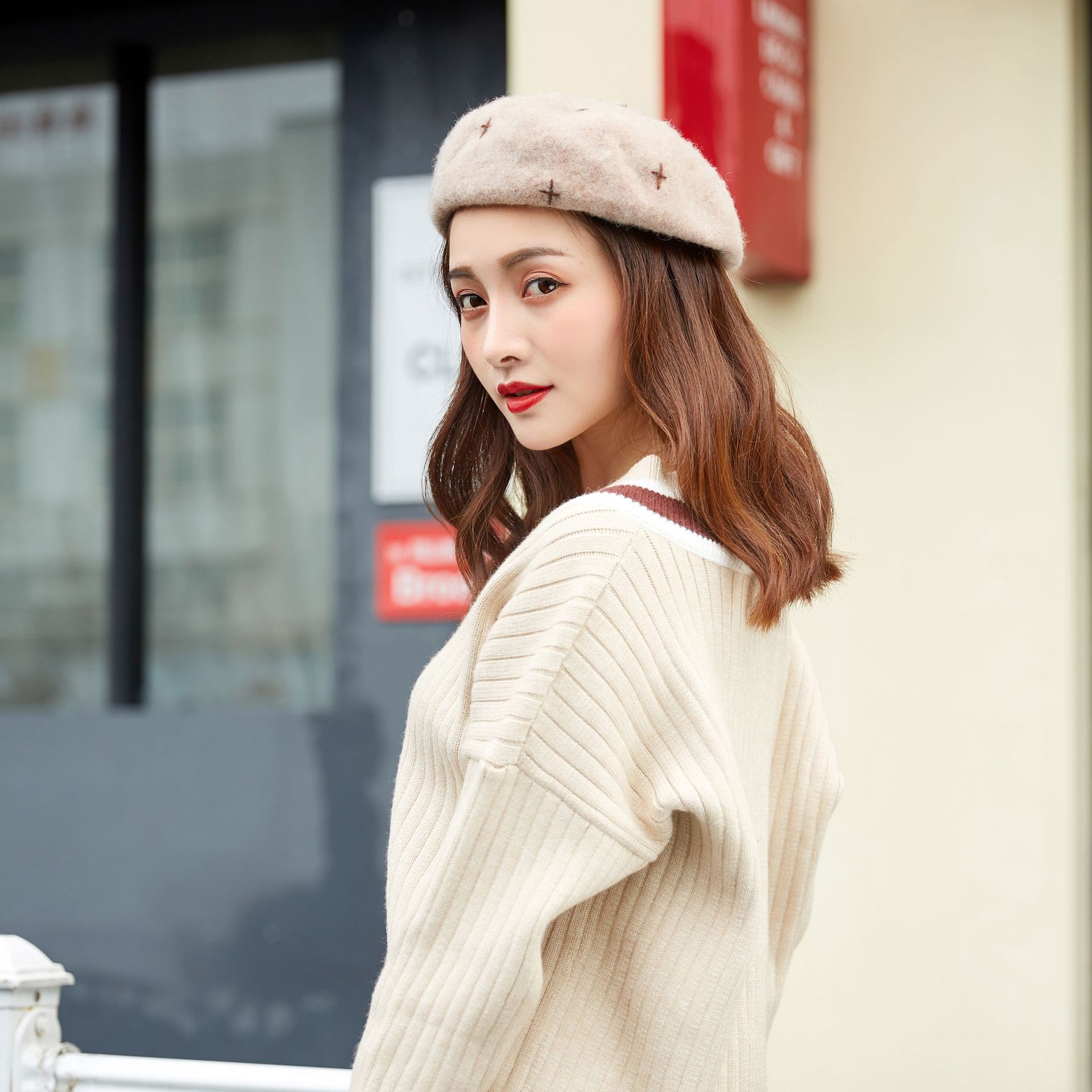 秋冬季女士新款帽子时尚羊毛贝雷帽韩版日系甜美可爱蓓蕾帽百搭潮