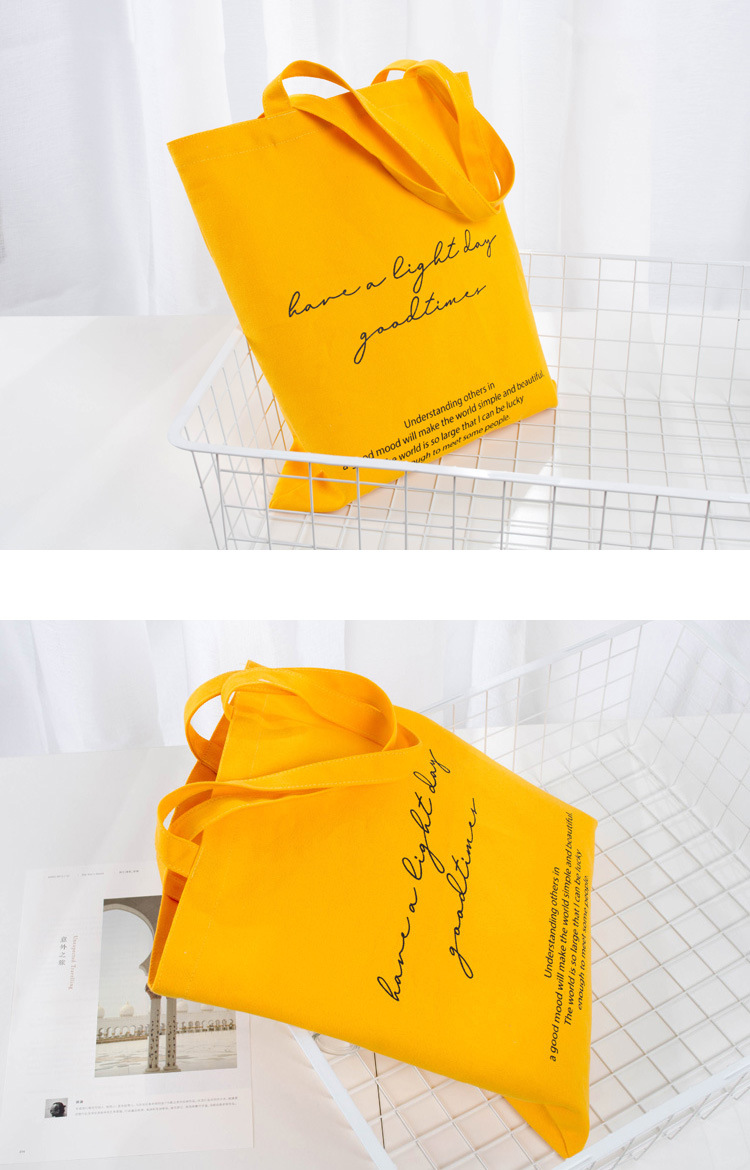 时尚ins英文字母印花单肩帆布袋 大容量个性百搭棉布环保购物袋