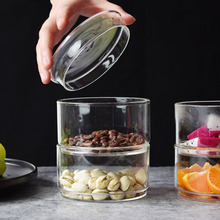 创意玻璃沙拉碗保鲜盒水果蔬菜沙拉带盖可重叠餐盒玻璃器皿甜品盒