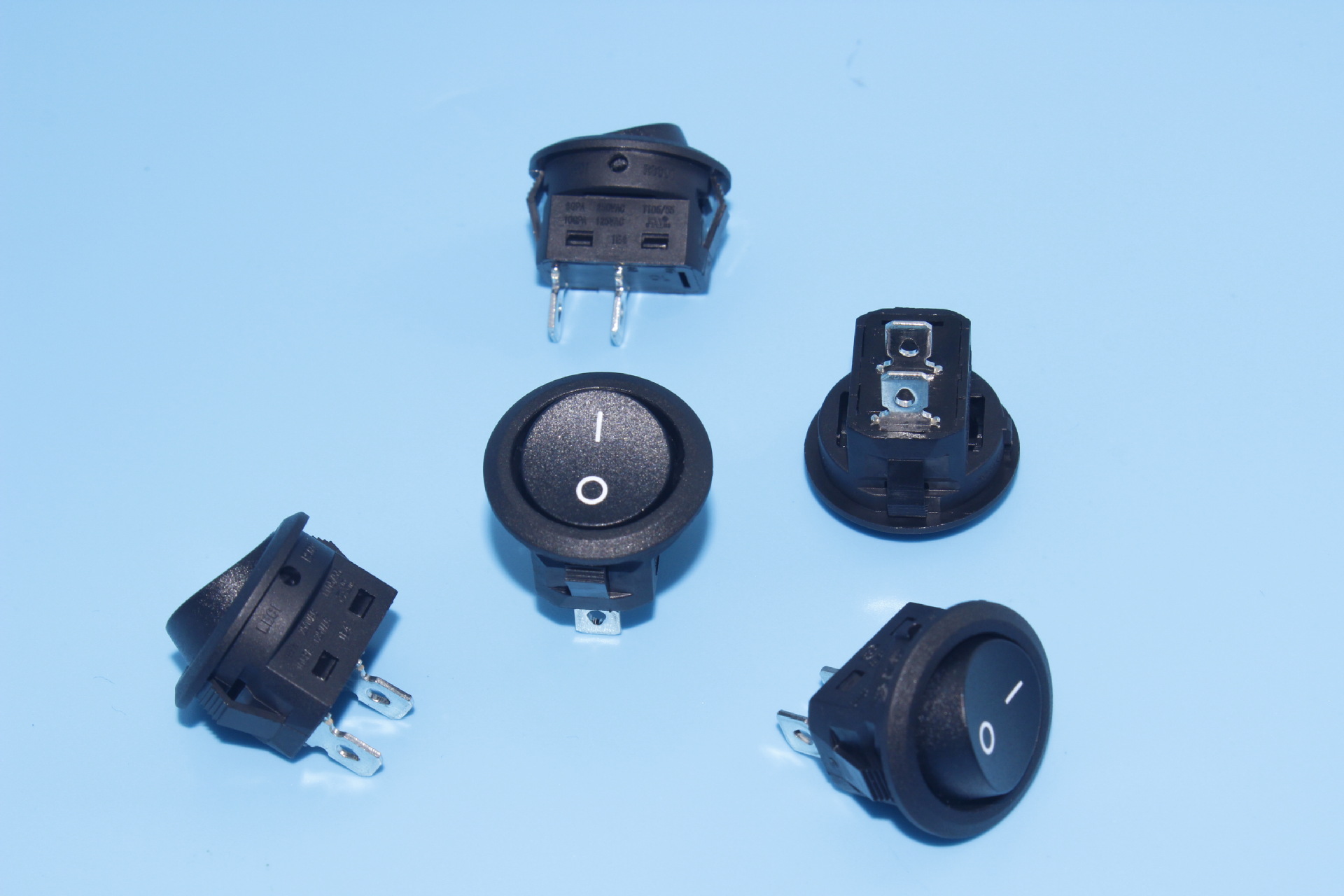 ip44防水开关 外径23mm圆形船形开关 圆形翘板开关 二脚二档电