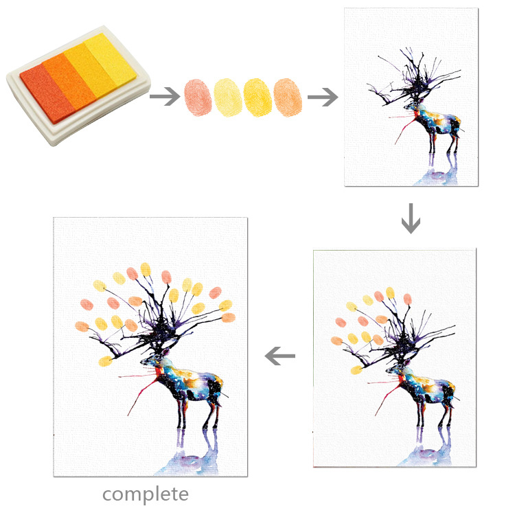 外贸爆款指纹画麋鹿签到画 西式婚礼庆典生日树林个性定制diy装饰