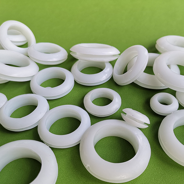 白色橡胶护线圈密封圈双面护线圈卡扣式o型过线圈pvc出线环保护套
