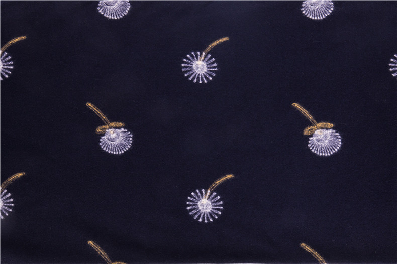 新款连衣裙服装链条绣绣花布料厂家批发 磨毛大衣呢面料现货直销