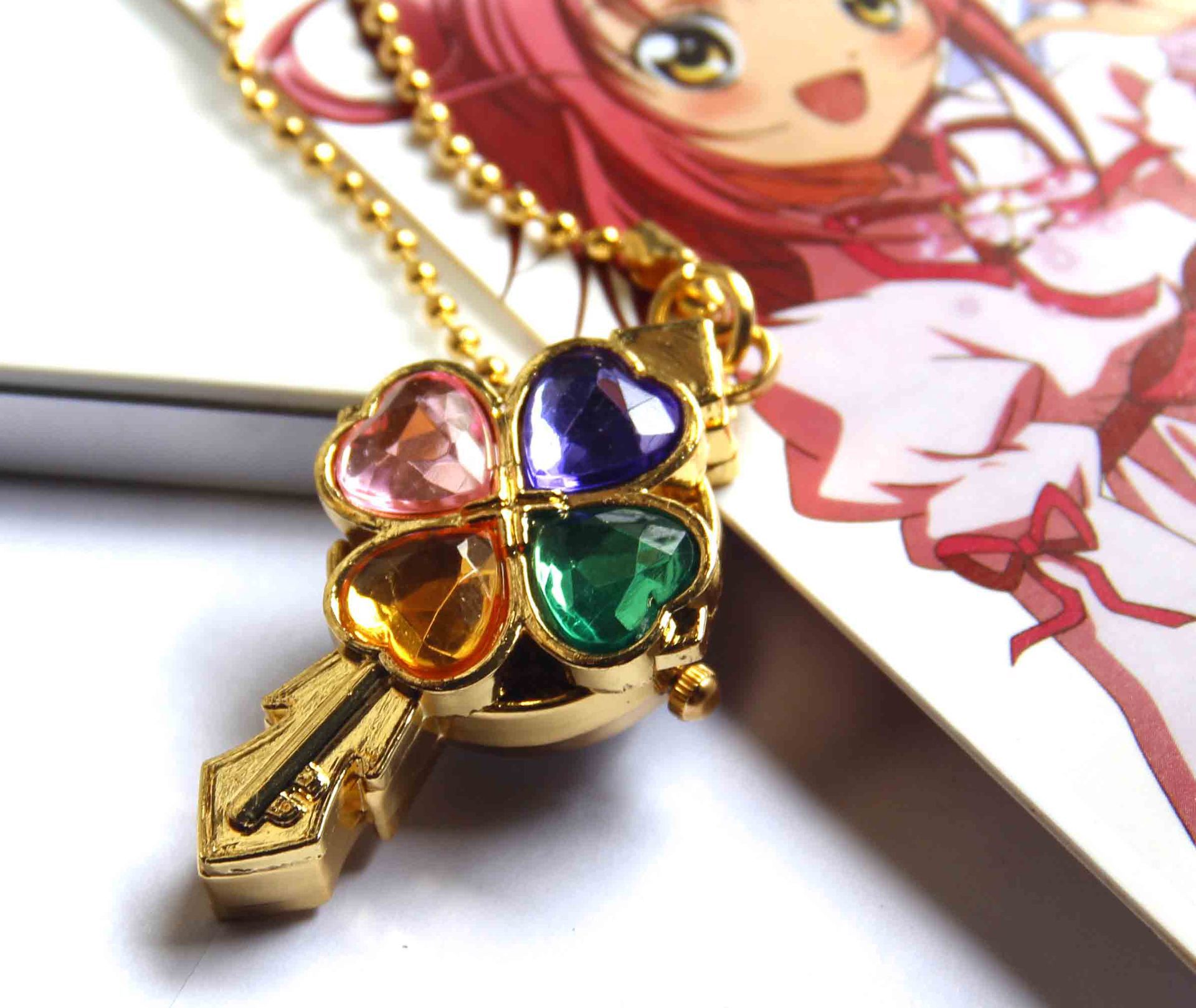 动漫周边 守护甜心锁 守护甜心项链表 儿童表学生表金色十字架表