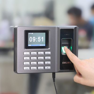 得力考勤机指纹2250手指签到上班一体机识别员工指纹器考勤打卡机