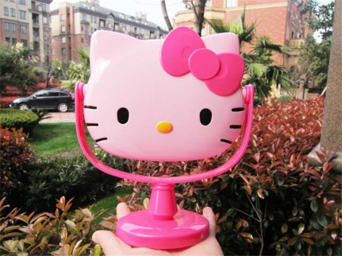 Kitty Table Mirror Kitty Cat Cute Makeup Mirror KT Table Mirror Head-Shaped Cosmetic Mirror