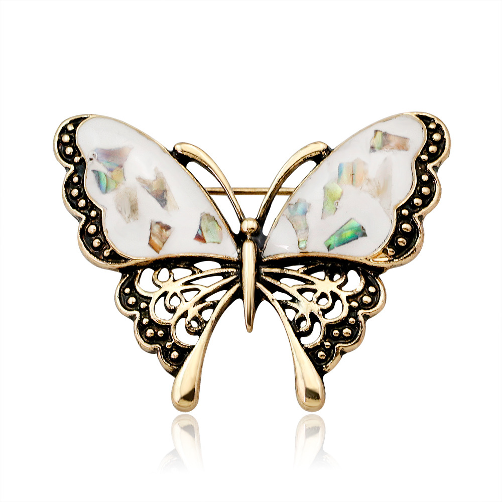 Fashion European and American Jewelry Personalized Shell Material Butterfly Brooch Versatile Ladies Insect Series Corsage