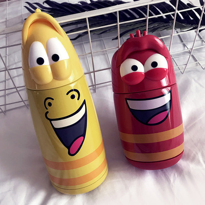 创意时尚不锈钢保温杯卡通爆笑虫子一键式便携防漏水男女喝水杯子