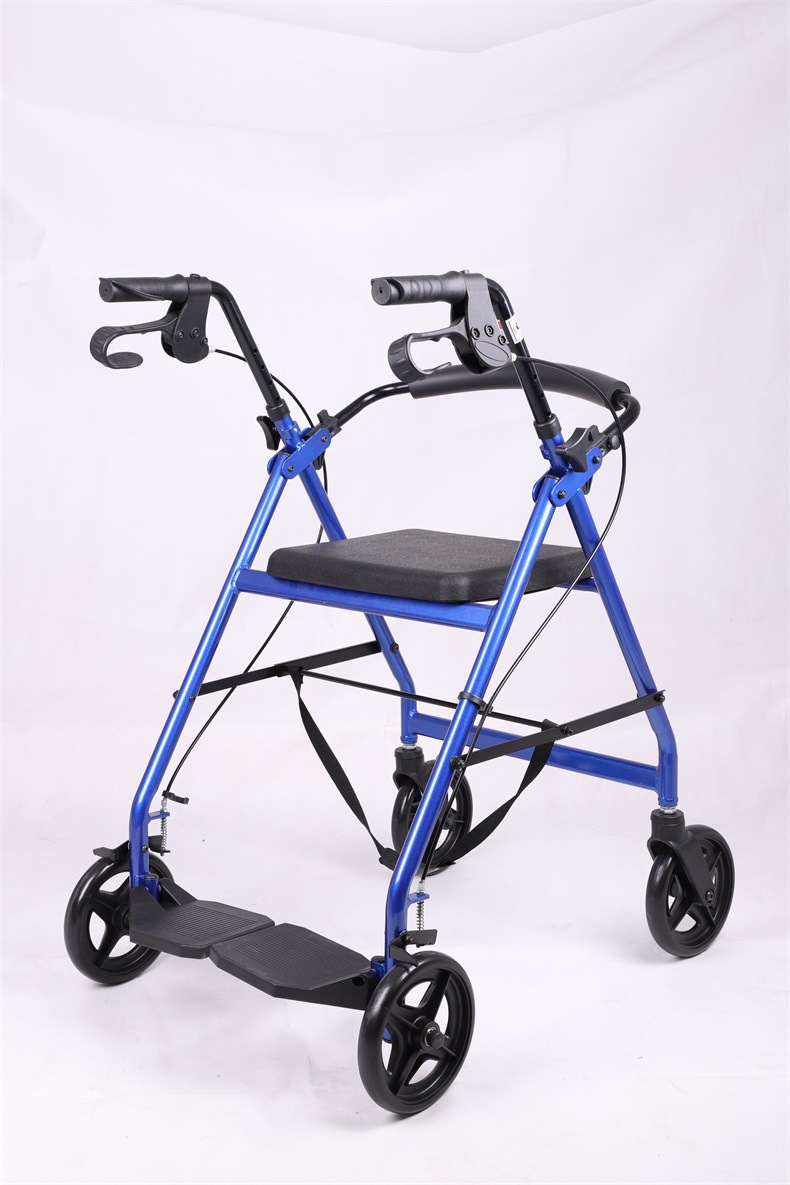 厂家直供手推车四轮助步车 带手刹折叠复健助行器 老人代步车