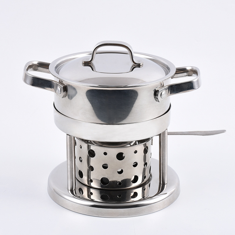 不锈钢液体固体酒精炉小火锅宿舍家用学生酒精锅单人商用一人一锅