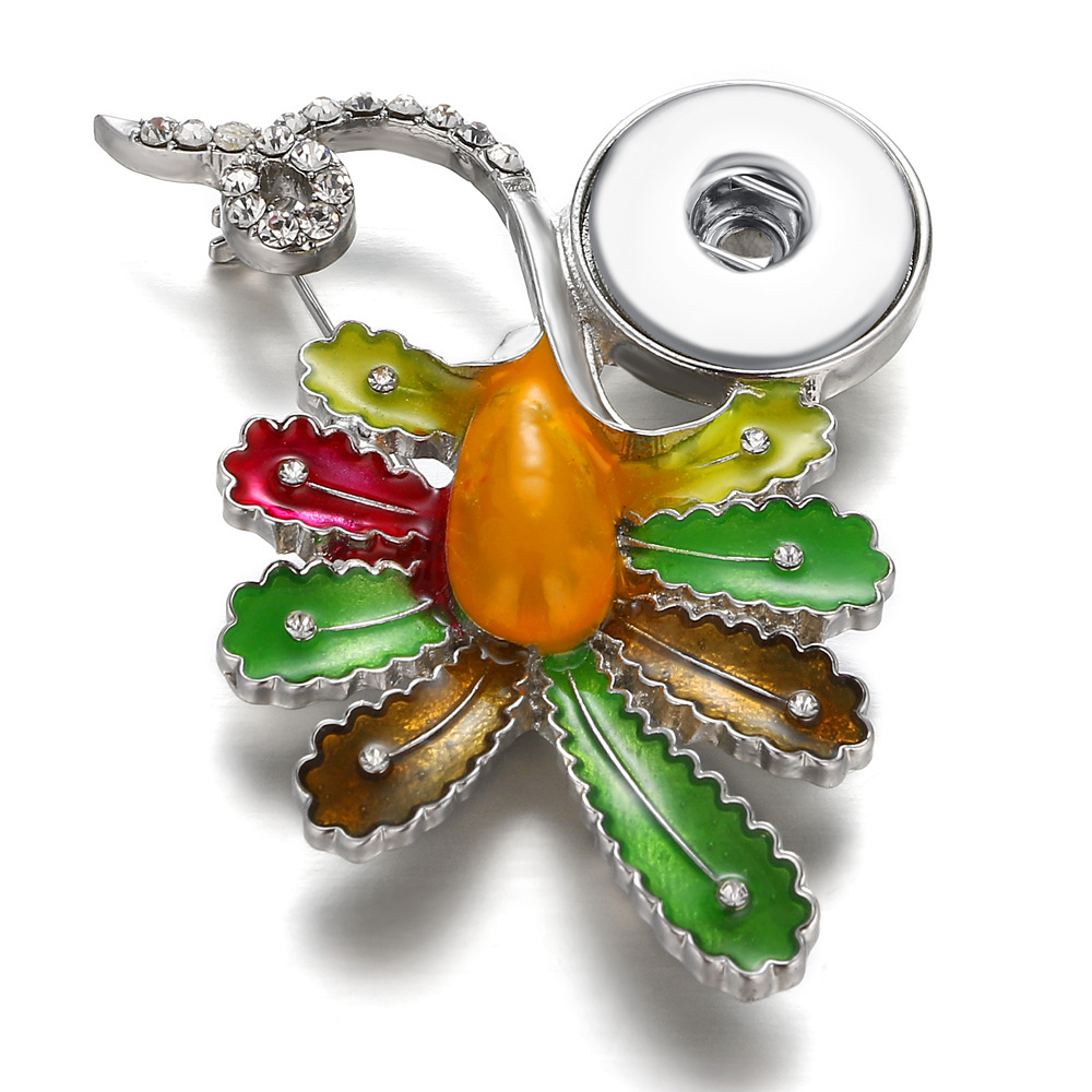 速卖通ebay亚马逊马状18mm 纽扣胸针noosa扣子合金女士花状胸针