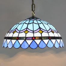 欧琈蒂凡尼创意彩色玻璃地中海餐厅吊灯卧室阳台过道灯30CM