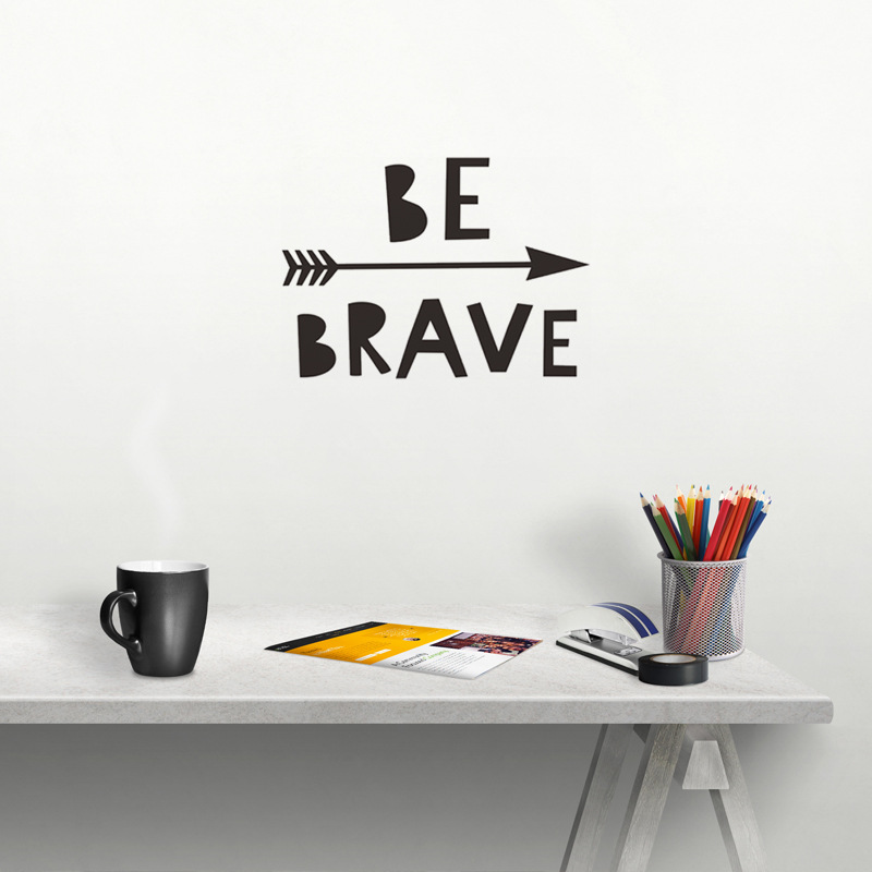 梵汐外贸墙贴 be brave 勇敢向前英文箴言vinyl刻字贴 fx1043