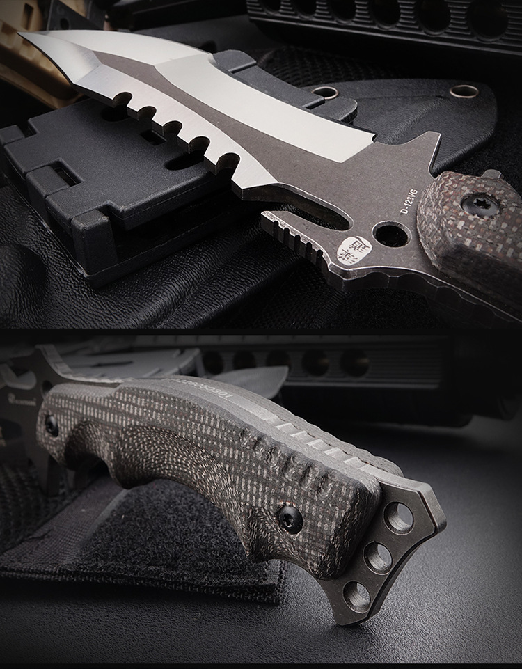 汉道三叉戟vg10野外求生军刀户外战术小直刀防身户外小刀随身刀具