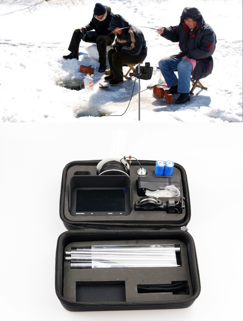 尔畅探鱼器 可视可录像钓鱼器 4.3寸夜视高清水下摄像头钓鱼渔具