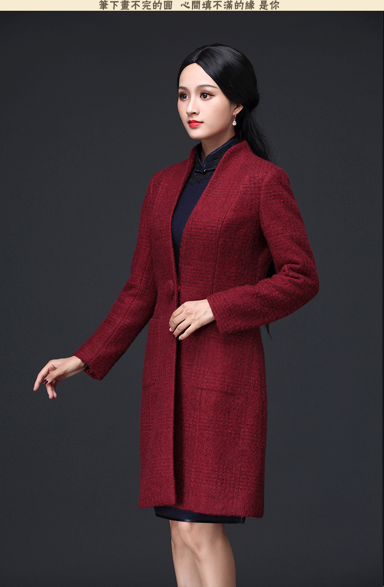 秋冬新款加厚羊绒保暖修身气质改良旗袍大衣外套(货号 dns1955)