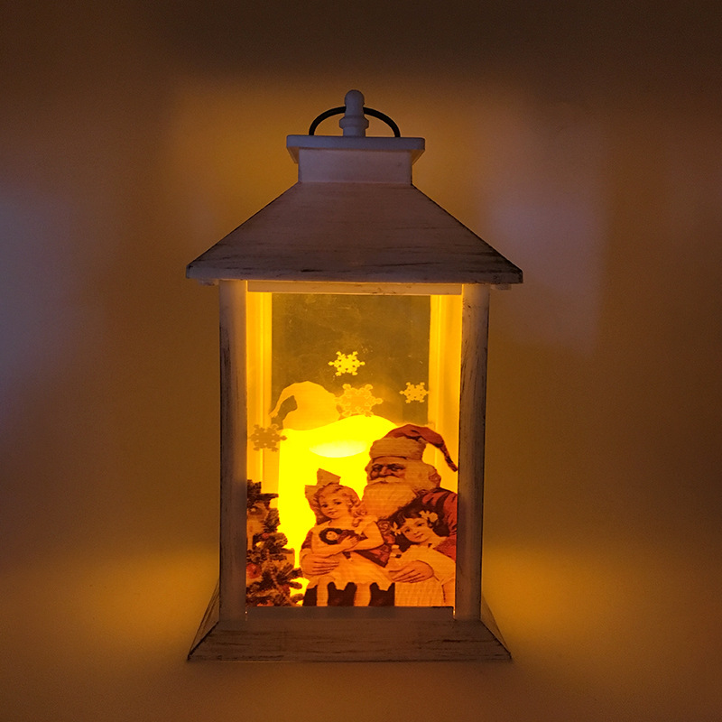 圣诞老人蜡烛风灯 四角烛台 圣诞节照明装饰摆件 家居工艺工艺品