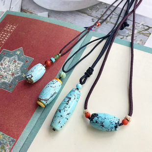 绿松石桶珠项链
