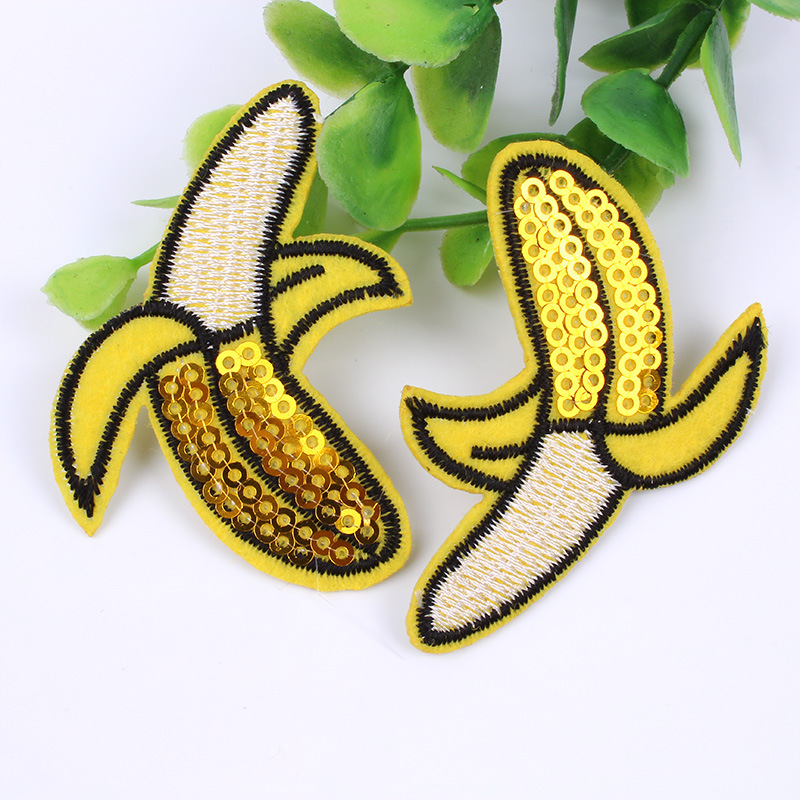 欧美风珠片绣香蕉补丁贴衣服裤子帽子鞋子书包装饰贴布贴花布贴