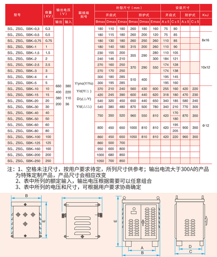 厂家直销 sg系列 三相干式变压器 伺服变压器 隔离变压器