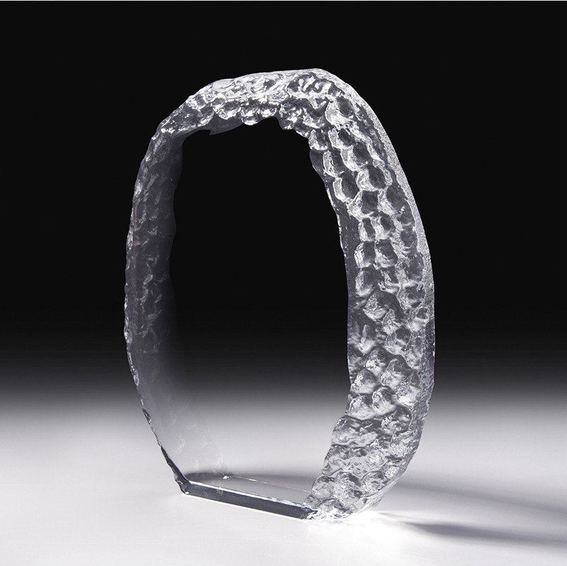 水晶奖牌冰山彩印喷砂水晶奖牌纪念品定制