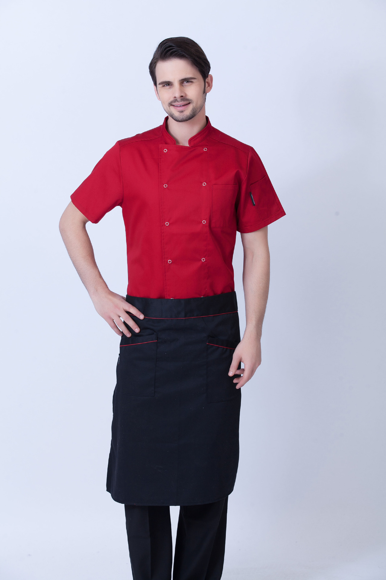 夏季厨师服酒店餐饮短袖厨房工作服-衬衫薄款-工装定做批发