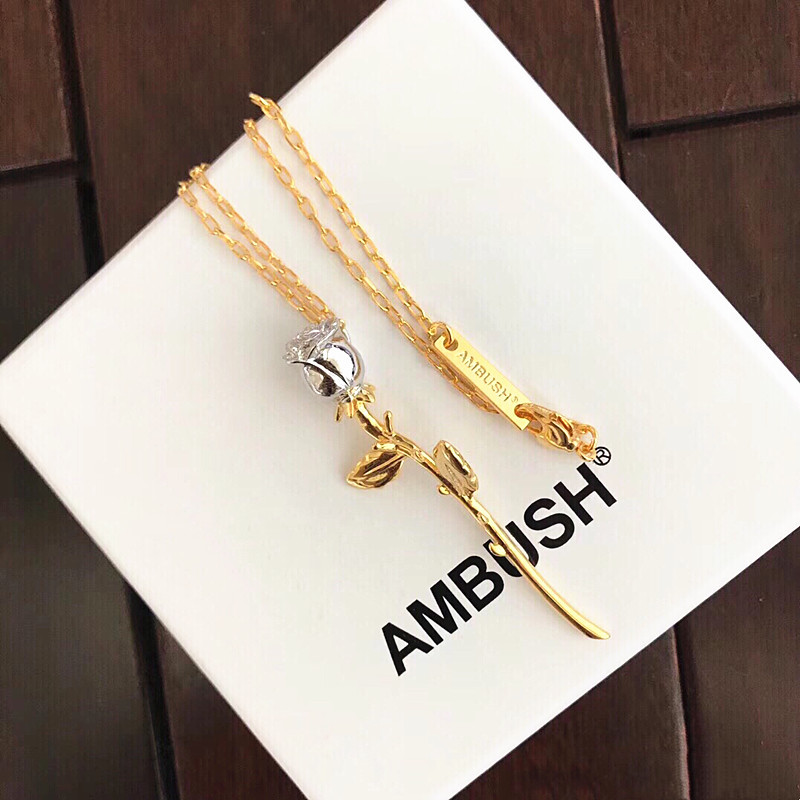 ambush玫瑰花项链 ins超火网红同款玫瑰花吊坠毛衣链