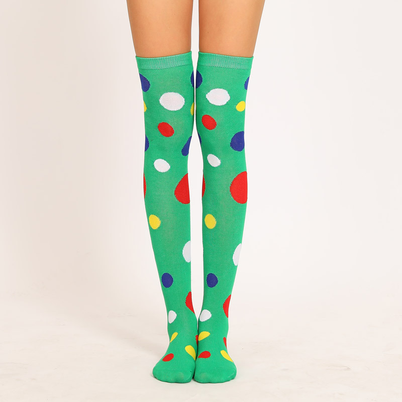 Clown Stockings Polka Dot Yellow over Knee Socks Cotton Socks Cross-Border European and American Style Christmas Performance Dance Pantyhose