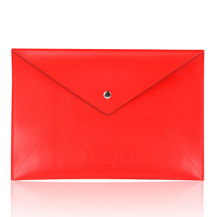 工厂定制红色a4文件袋 皮革车缝办公资料文件袋定做logo