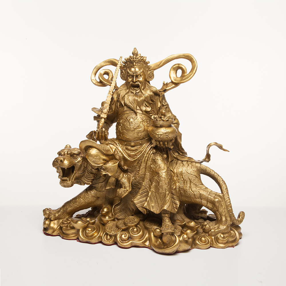 雄狮雕塑纯铜武财神摆件赵公明骑虎武财神店铺开业饰品摆设批发