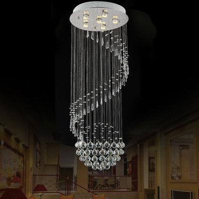 混批复式楼梯吊灯led吊线水晶灯具 旋转螺旋吧台灯饰 大厅水晶灯