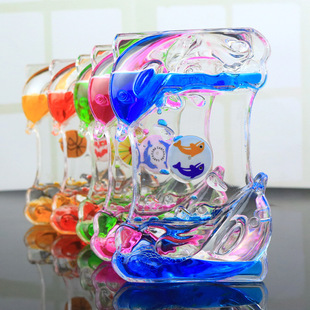 新款减压油漏水晶油滴亚克力摆件工艺品沙漏学生礼品儿童玩具