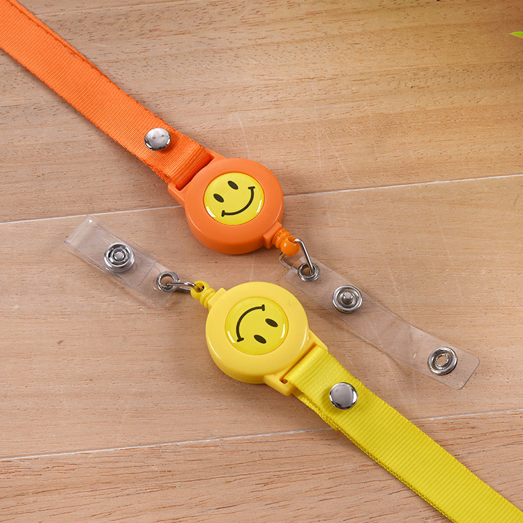 5cm收缩绳笑脸易拉扣挂绳 工作证签到卡胸牌证件挂绳