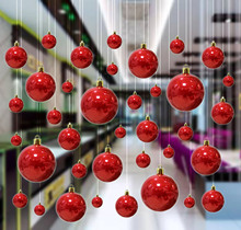 圣诞树挂件橱窗装饰圣诞球圣诞节装扮挂件珠光球吊球糖果色37个装